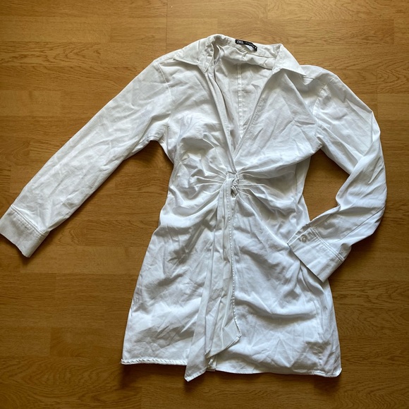 Zara collared front-tie shirt dress - Picture 3 of 7